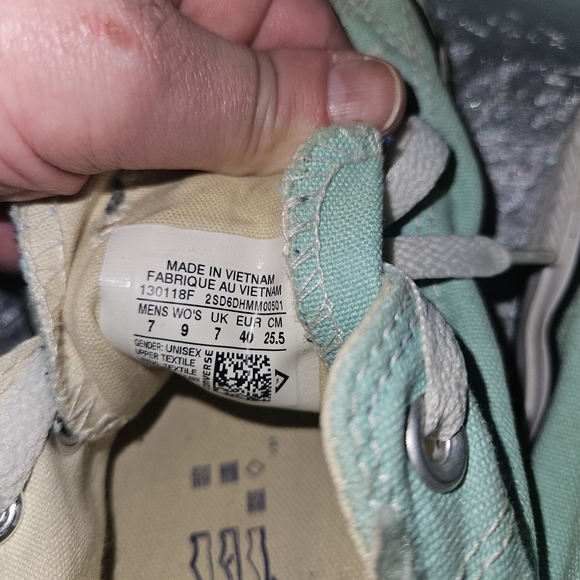 Converse Low-Top Canvas Sneakers in Mint Green and White - Picture 3 of 3